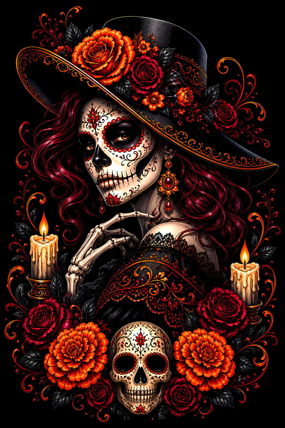 Day Of The Dead Halftones (Black_Backround)
