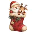 Christmas Whimsy - Santa and Reindeer in a Stocking DTF transfer