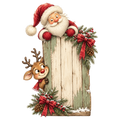 Christmas Whimsy - Santa and Reindeer Sign Board DTF transfer