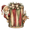Christmas Whimsy - Santa and Reindeer with Drum DTF transfer
