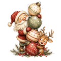 Christmas Whimsy - Santa and Reindeer Stacking Ornaments DTF transfer