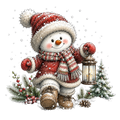 Christmas Whimsy - Walking Snowman with Lantern DTF transfer