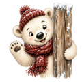Christmas Whimsy - Waving Polar Bear Cub DTF transfer