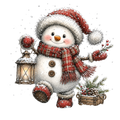 Christmas Whimsy - Strolling Snowman with Lantern DTF transfer