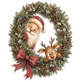 Christmas Whimsy - Santa and Reindeer Wreath DTF transfer