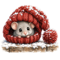 Christmas Whimsy - Mouse in a Santa Hat DTF transfer