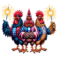3 Roosters w/Sparklers