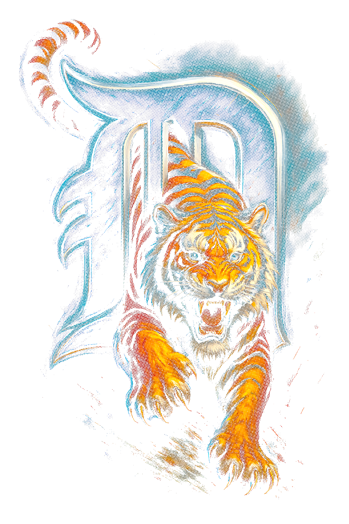 Detroit Tigers Halftone (black backround)