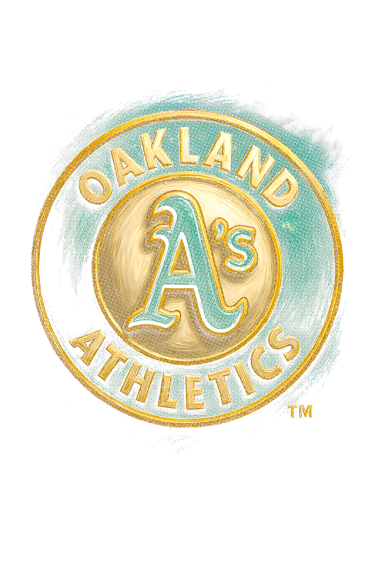 Oakland Athletics Halftone (black backround)