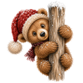 Christmas Whimsy - Bear Hugging a Post DTF transfer