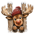 Christmas Whimsy - Peeking Moose Between Posts DTF transfer