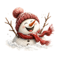 Christmas Whimsy - Laughing Snowman in the Snow DTF transfer