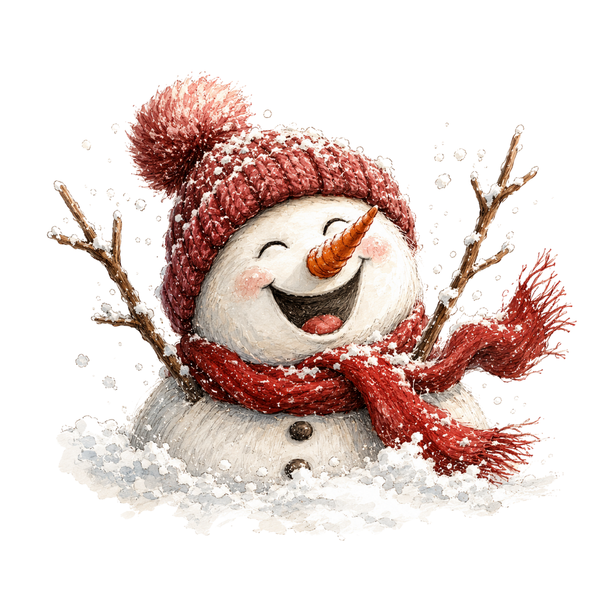 Christmas Whimsy - Laughing Snowman in the Snow DTF transfer