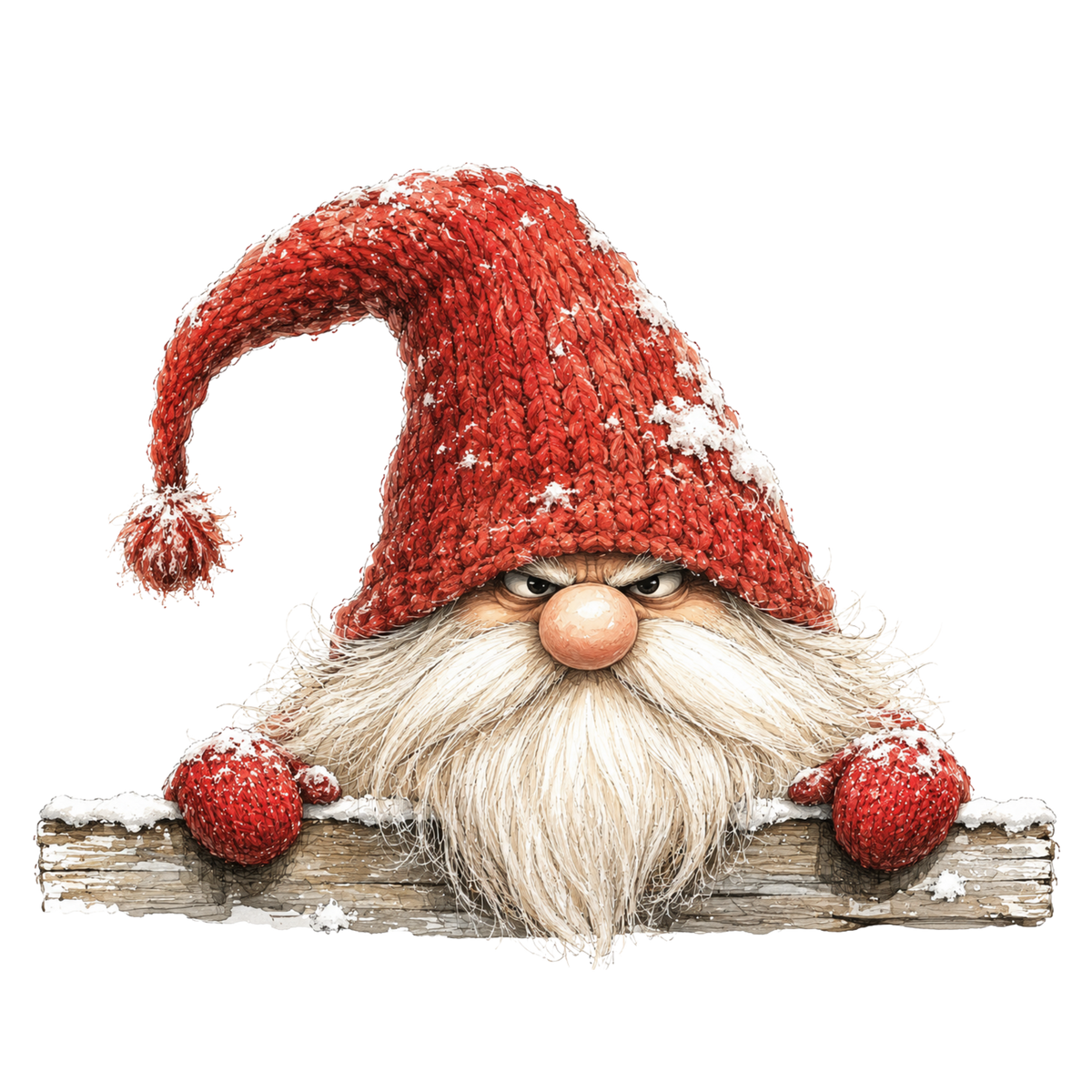 Christmas Whimsy - Grumpy Gnome Over Fence DTF transfer