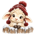 Christmas Whimsy - Peeking Lamb on Fence DTF transfer