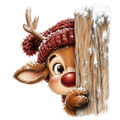 Christmas Whimsy - Reindeer Peeking Around Post DTF transfer