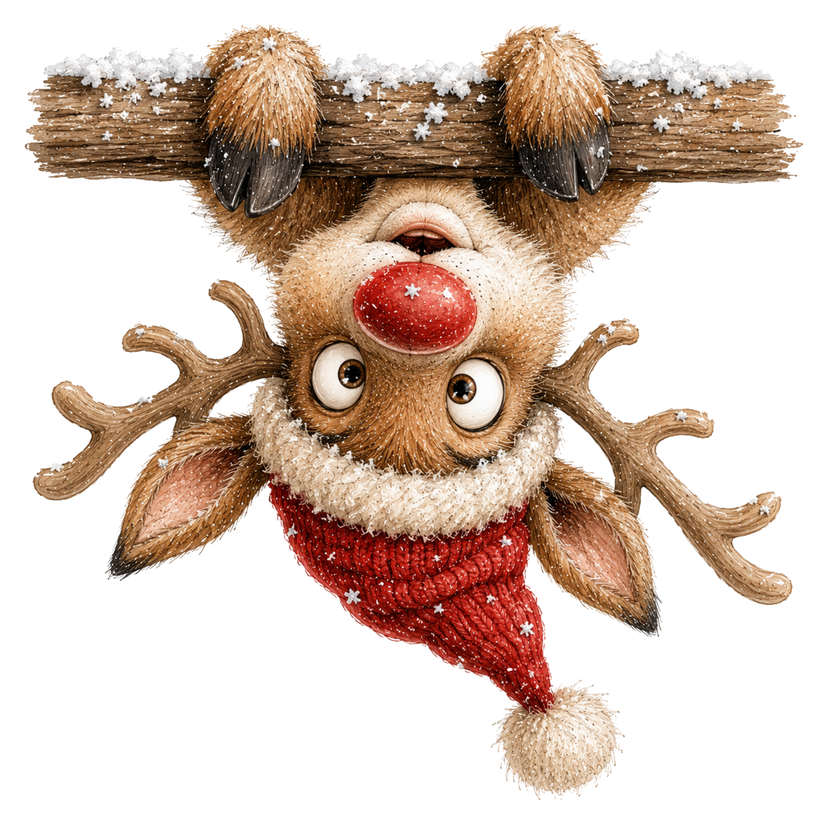 Christmas Whimsy - Upside Down Reindeer DTF transfer