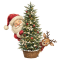 Christmas Whimsy - Santa and Reindeer with Christmas Tree DTF transfer