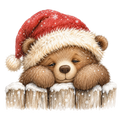 Christmas Whimsy - Sleepy Bear in Santa Hat DTF transfer