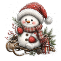 Christmas Whimsy - Snowman Sitting on Sled DTF transfer