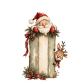 Christmas Whimsy - Santa and Reindeer Mini Sign Board DTF transfer
