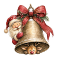 Christmas Whimsy - Santa and Reindeer with Golden Bell DTF transfer