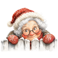 Christmas Whimsy - Peeking Grandma in Santa Hat DTF transfer