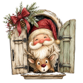 Christmas Whimsy - Santa and Reindeer at the Window DTF transfer