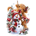 Christmas Whimsy - Highland Cow and Plaid Snowman DTF transfer