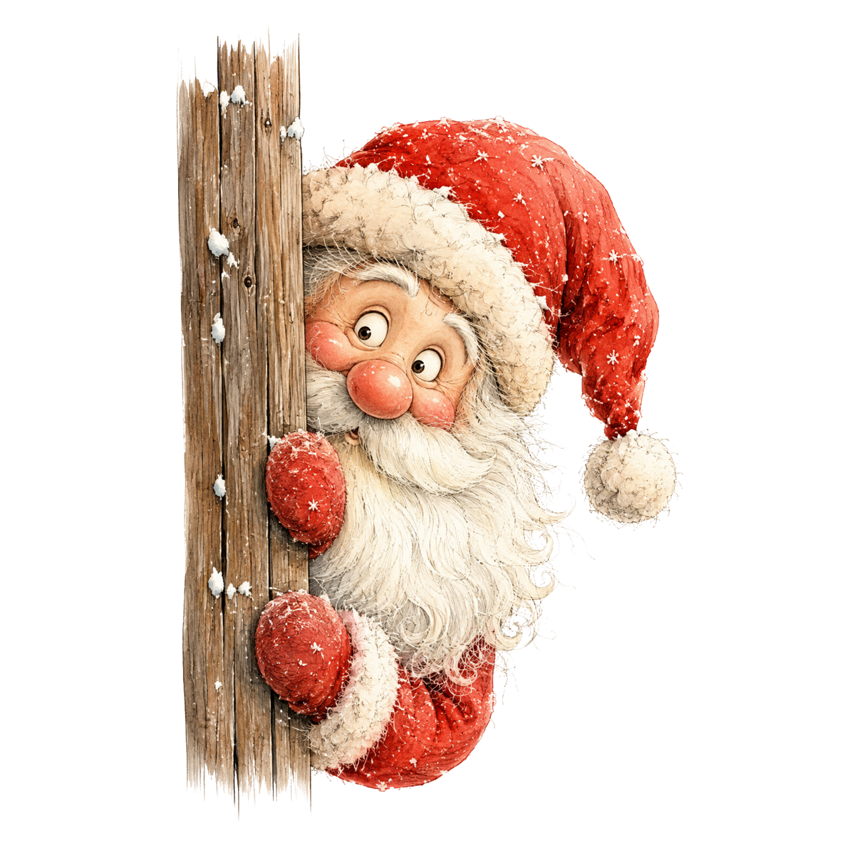 Christmas Whimsy - Santa Peeking Around Post DTF transfer