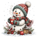 Christmas Whimsy - Snowman with Cocoa Mug DTF transfer
