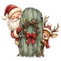 Christmas Whimsy - Santa and Reindeer at the Green Door DTF transfer