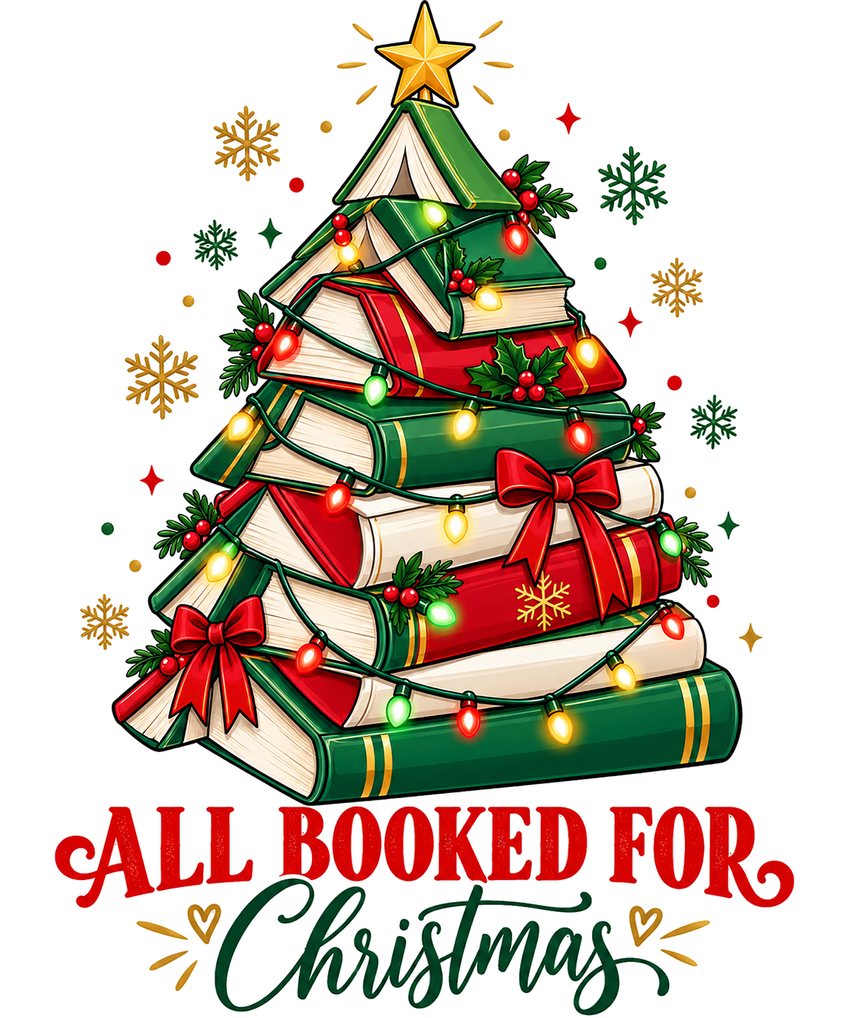 All Booked for Christmas DTF transfer design