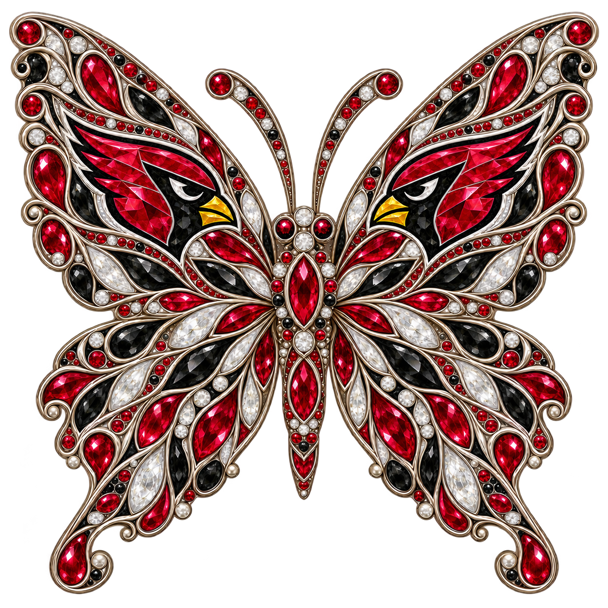 Arizona Cardinals Jeweled Butterfly DTF transfer