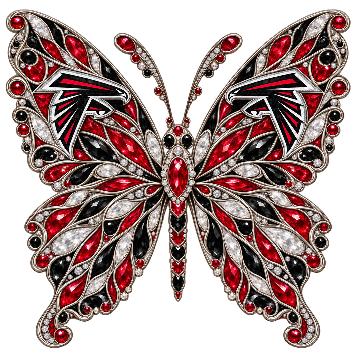 Atlanta Falcons Jeweled Butterfly DTF transfer