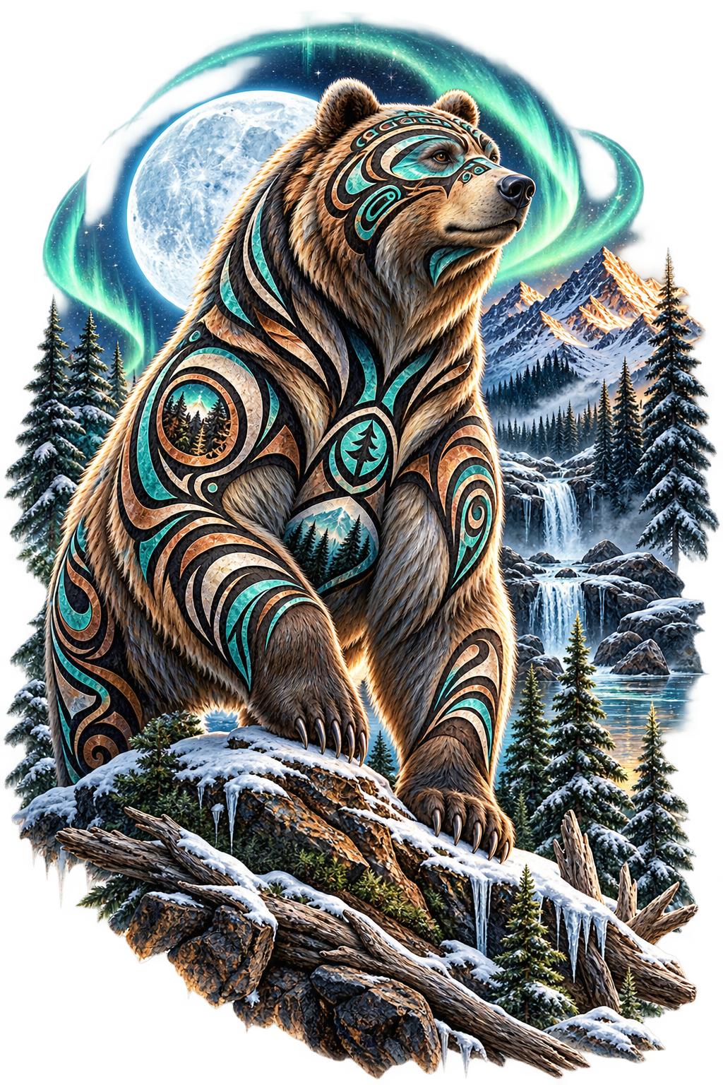 Aurora Spirit Bear DTF transfer