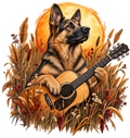 German Shepherd Playing Guitar DTF transfer