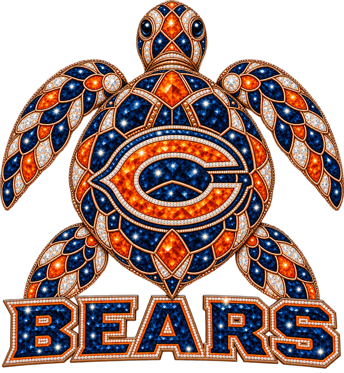 Chicago Bears Jeweled Sea Turtle DTF transfer