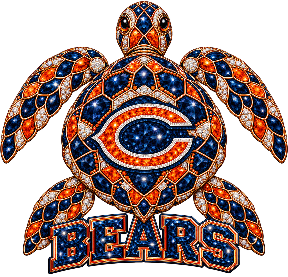 Chicago Bears Jeweled Sea Turtle 2 DTF transfer