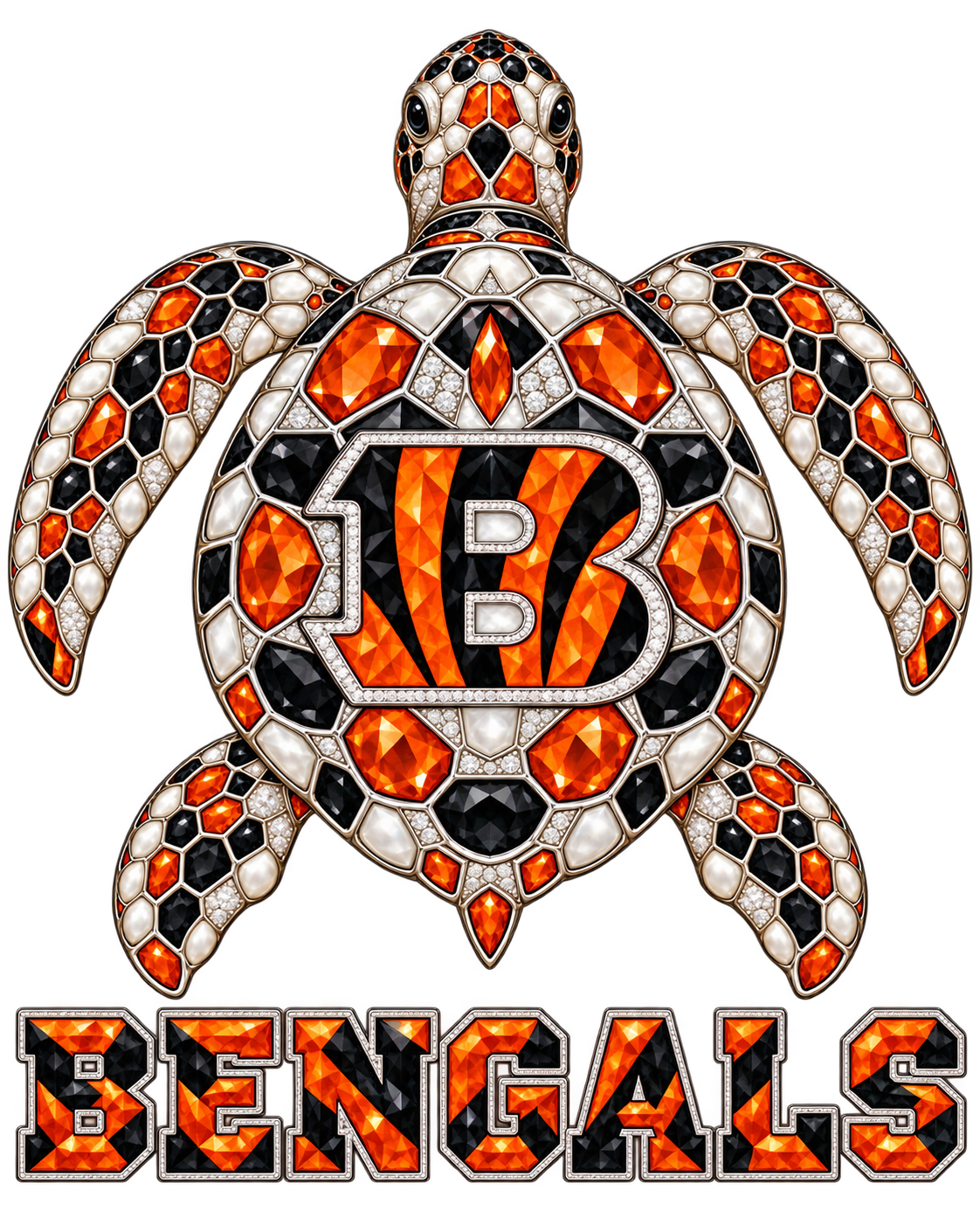 Cincinnati Bengals Jeweled Sea Turtle DTF transfer