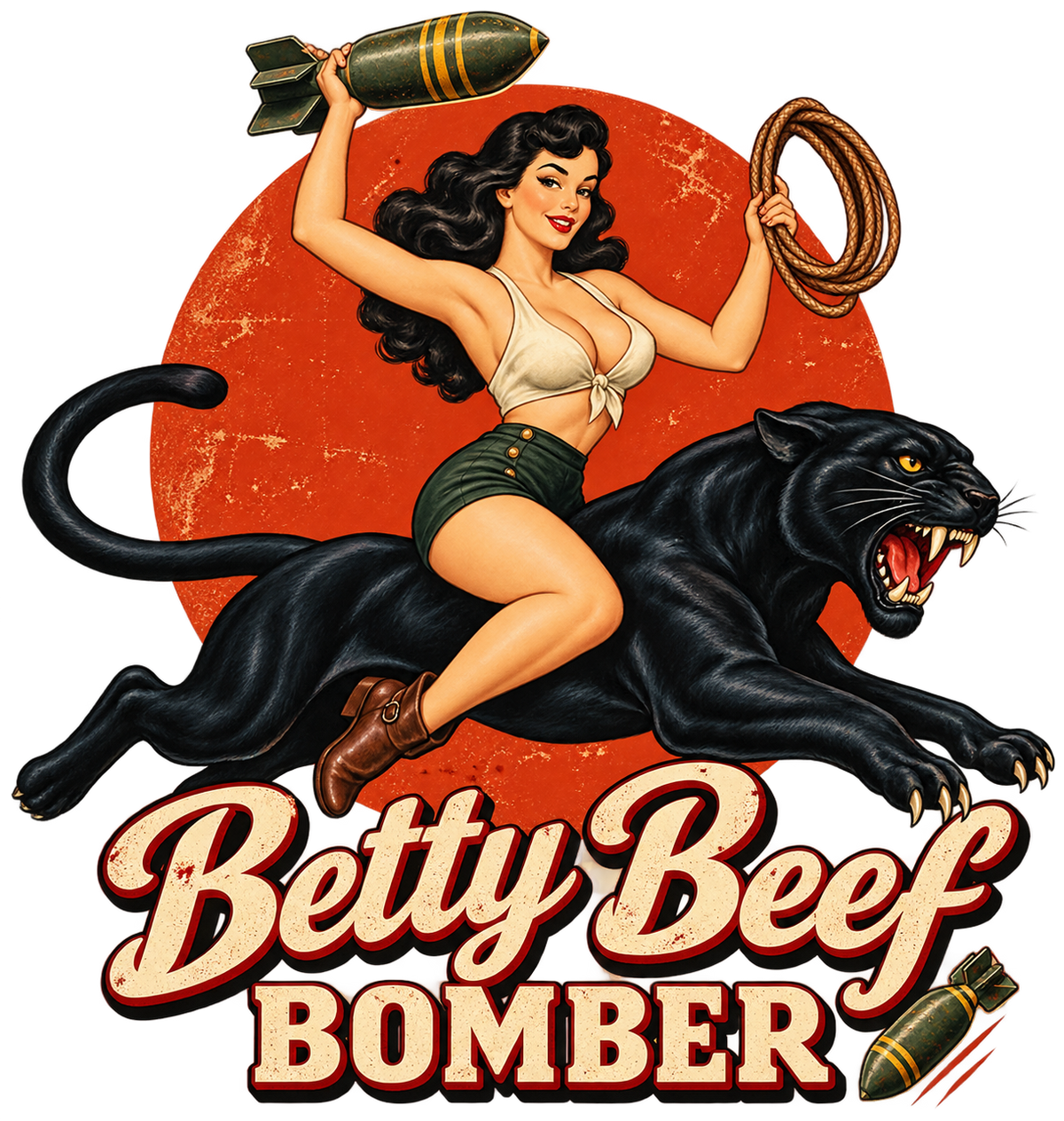 Betty Beef Bomber Pin-Up DTF transfer