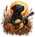 Black Lab Playing Guitar DTF transfer