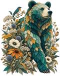 Botanical Leaf Bear DTF transfer