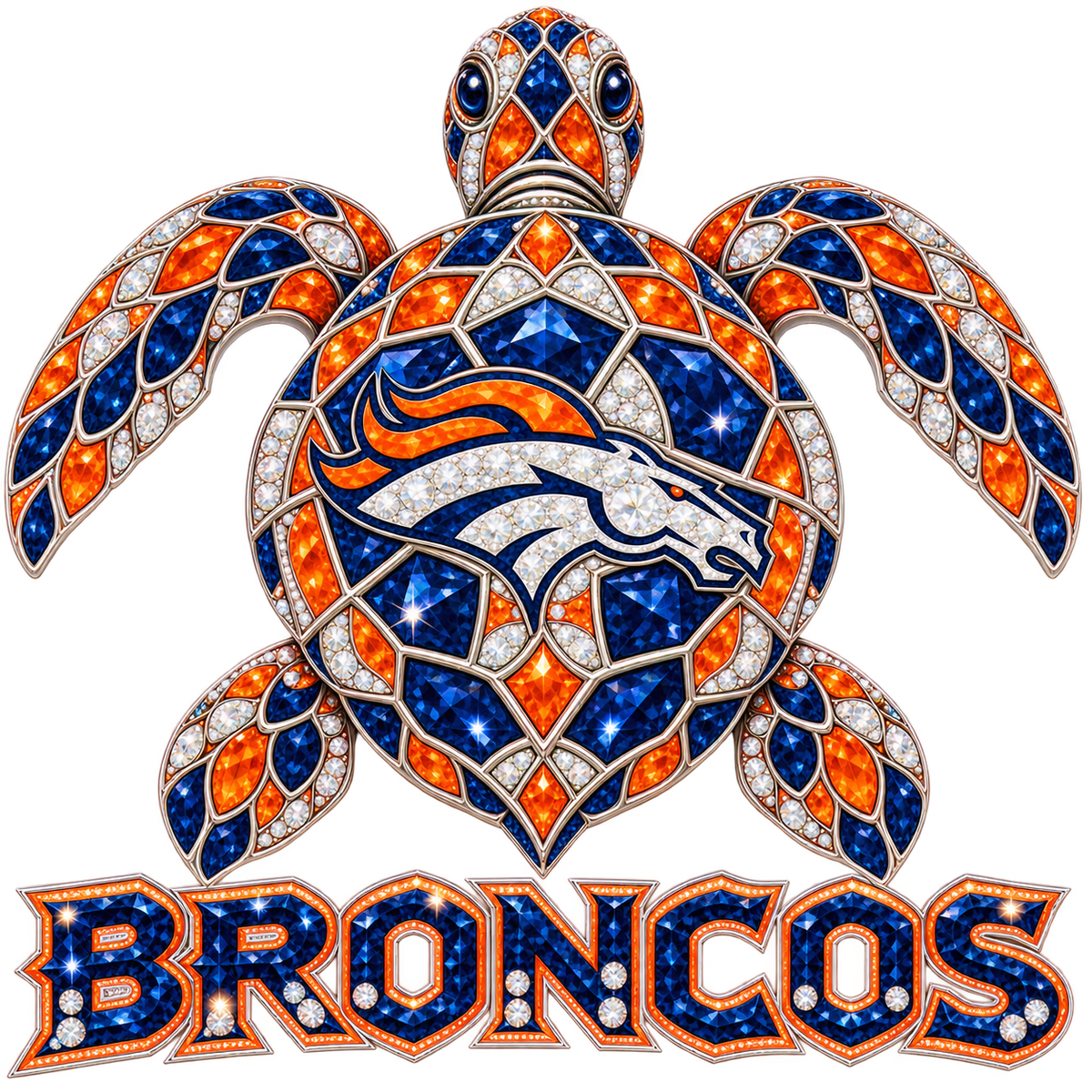 Denver Broncos Jeweled Sea Turtle DTF transfer