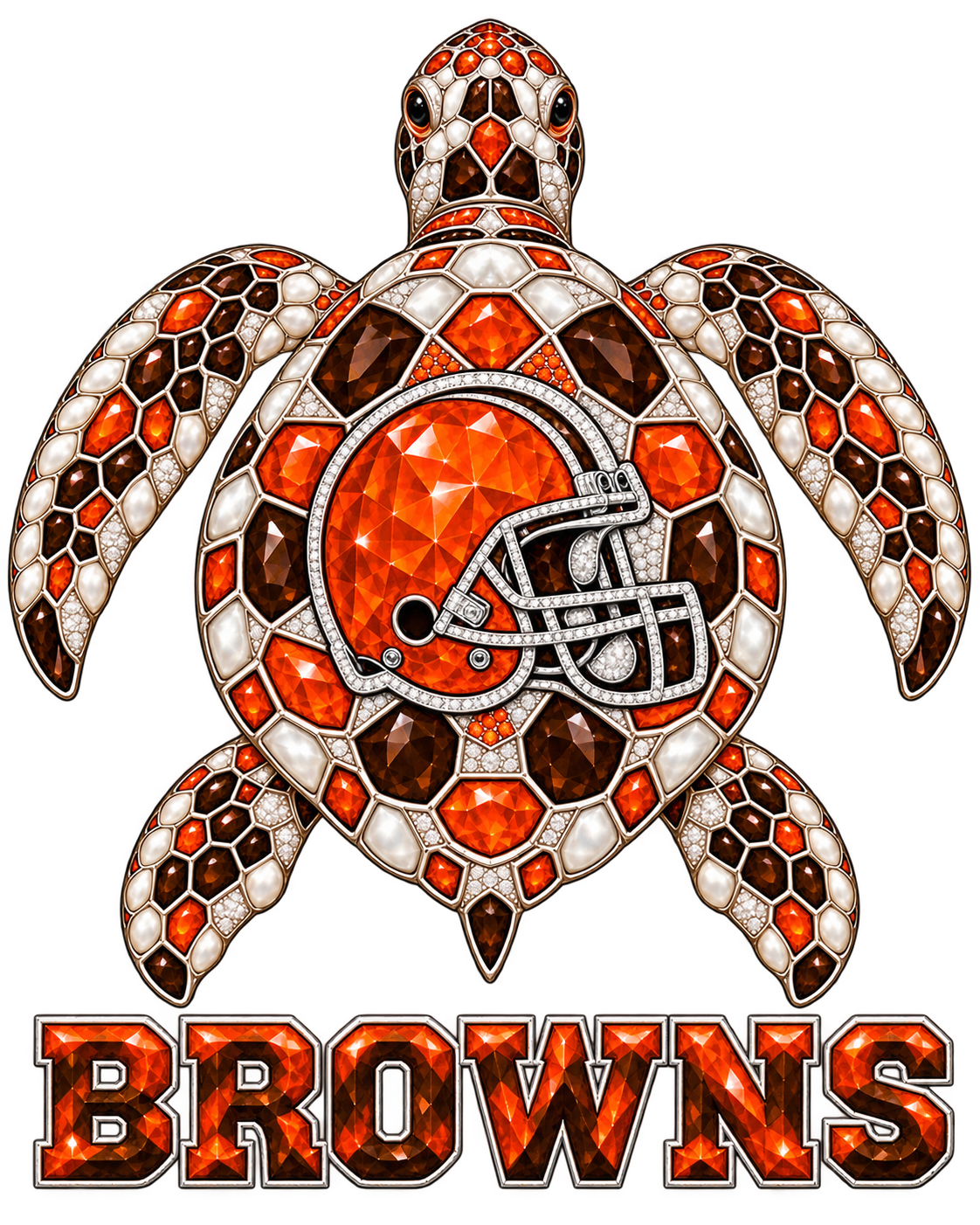 Cleveland Browns Jeweled Sea Turtle DTF transfer