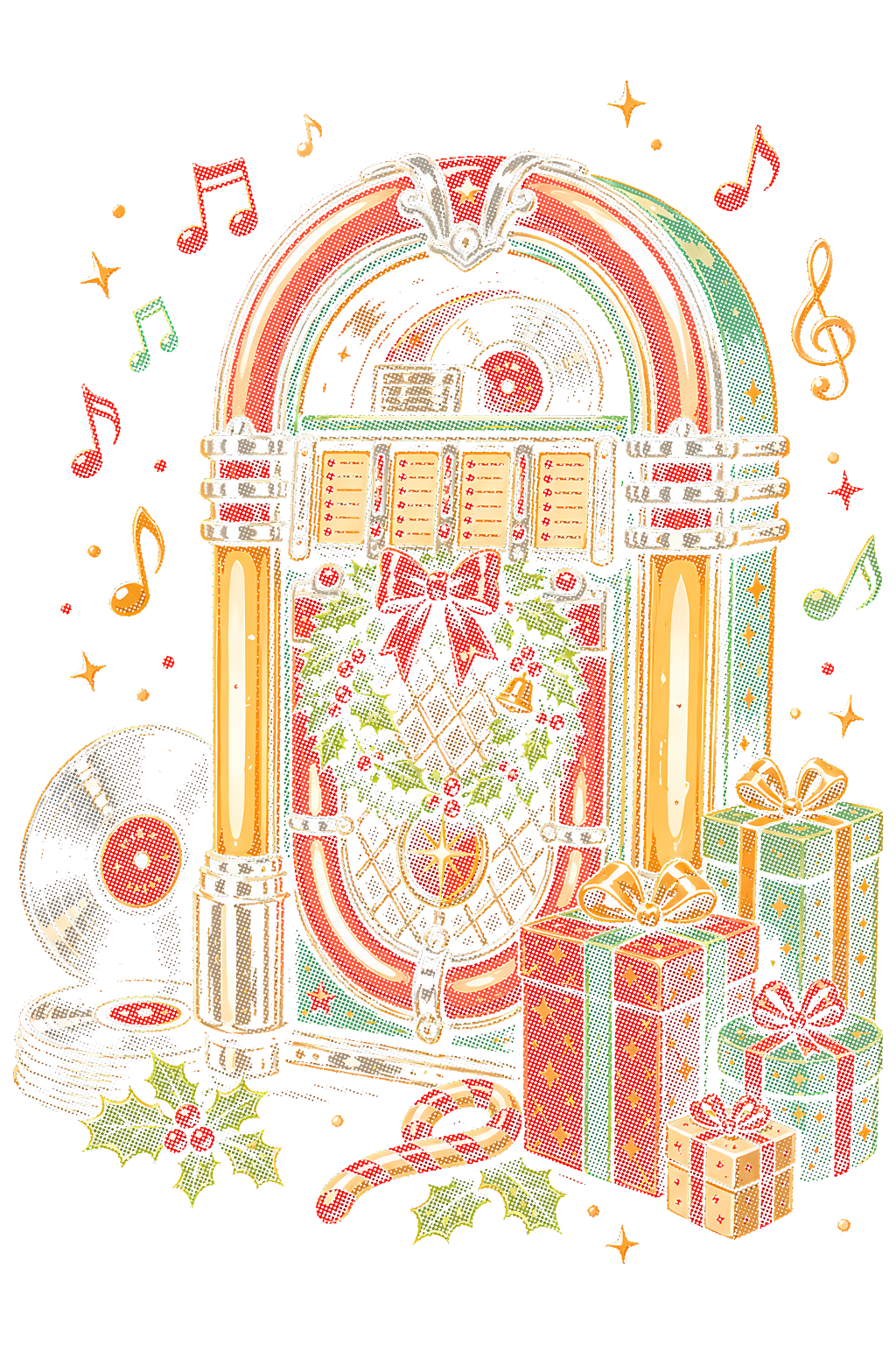Christmas 028 halftone DTF transfer