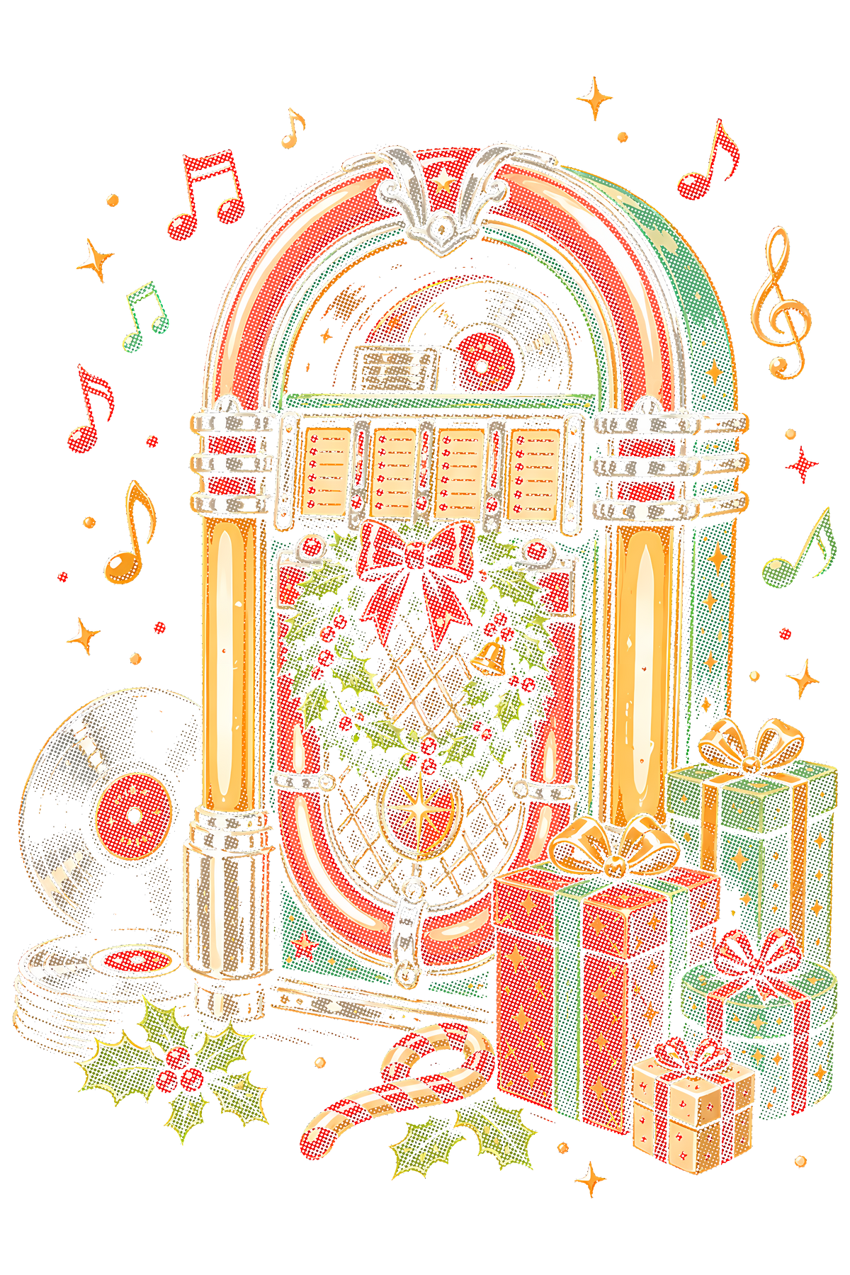 Christmas 028 halftone DTF transfer