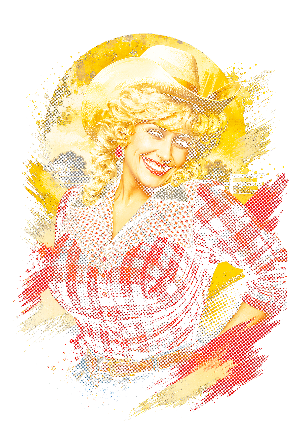 Dolly Parton Halftone (black backround)