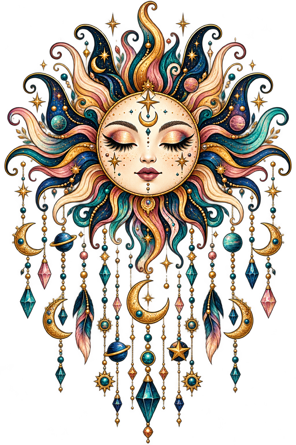 Celestial Sun Goddess Mandala DTF transfer
