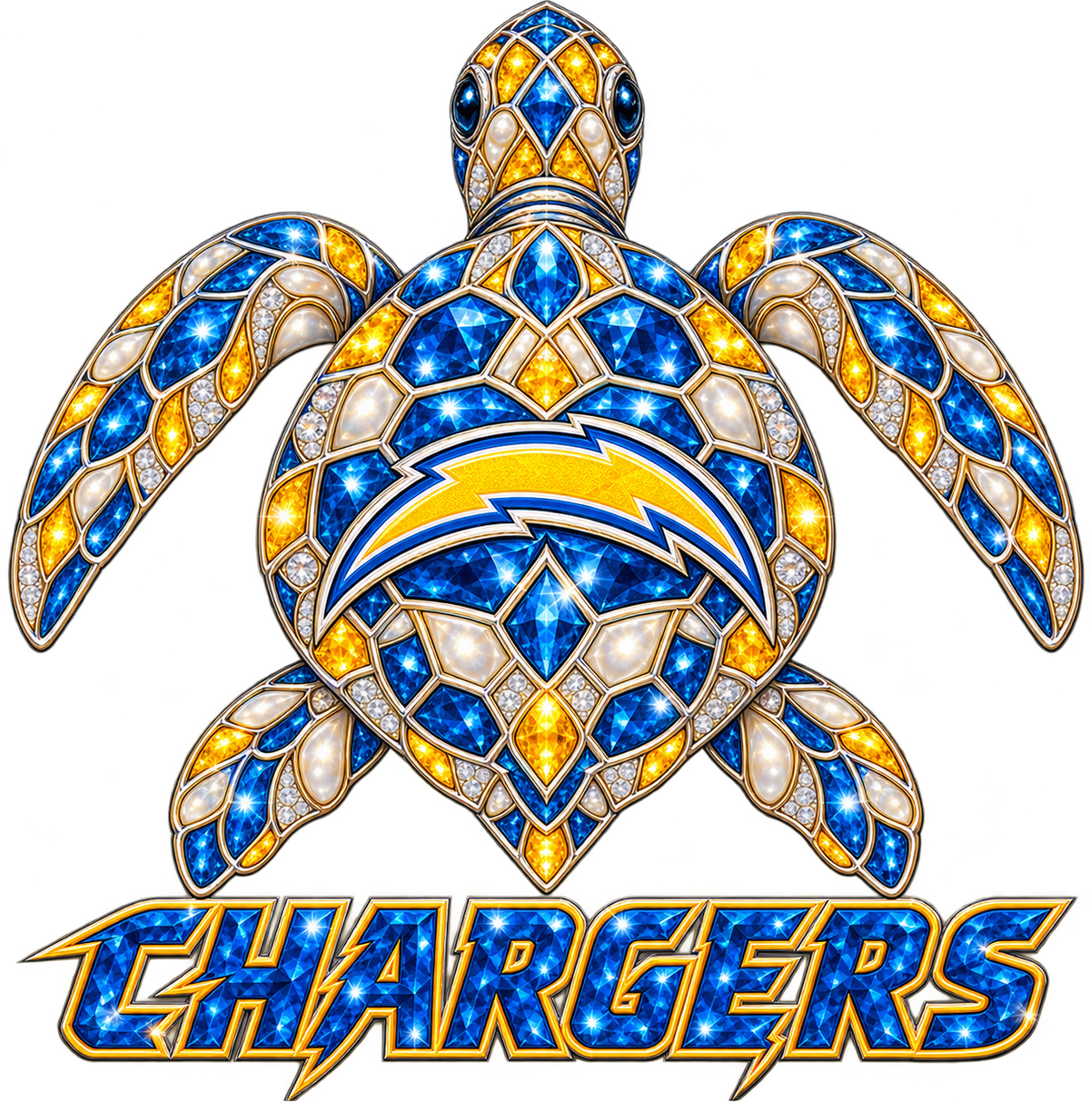 Los Angeles Chargers Jeweled Sea Turtle DTF transfer